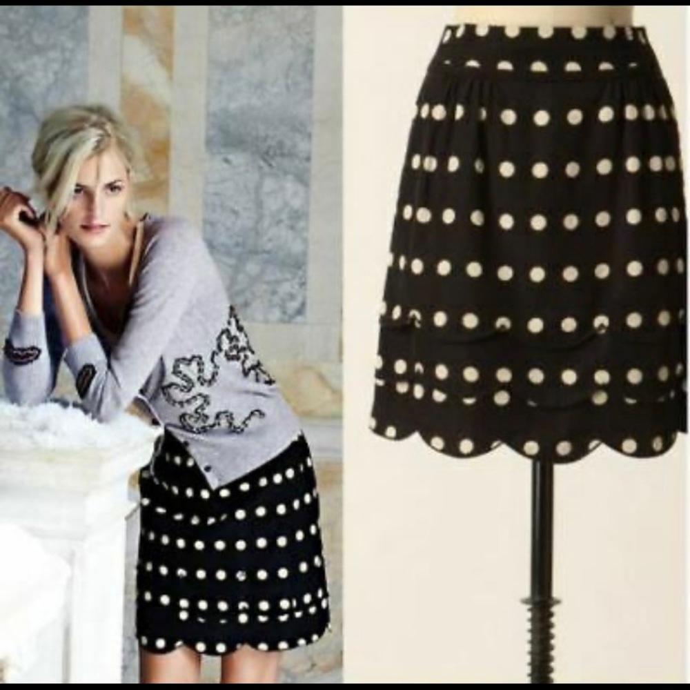 Anthropologie Floreat scalloped dots skirt size 0